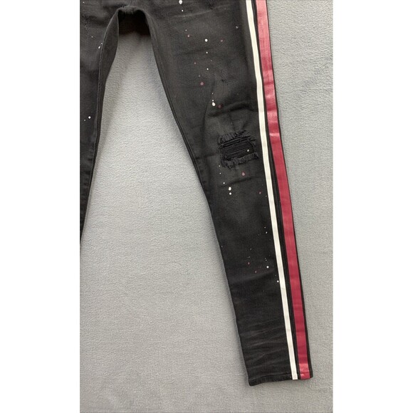 Reelistik NYC Denim Jeans Men's Size 32 Black Wash Racerstripe Paint Splash - Picture 4 of 16